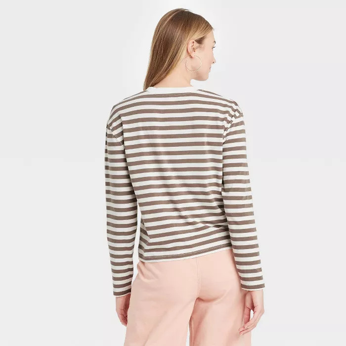 Women's Long Sleeve Round Neck Pocket T-Shirt - A New Day™ | Target