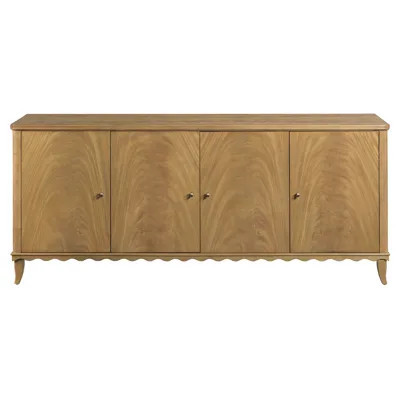 Lela Modern Classic Auden Brown Wood Scalloped Media Cabinet - 74 | Kathy Kuo Home