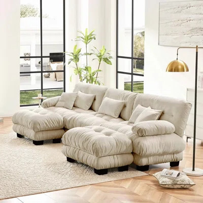 Luxury Modular Sectional Sofa Couch - Oversized U Shaped Cloud Couch For Living Room,Deep Seat Sofa Couch With 2 Ottomans ,Chenille | Wayfair North America