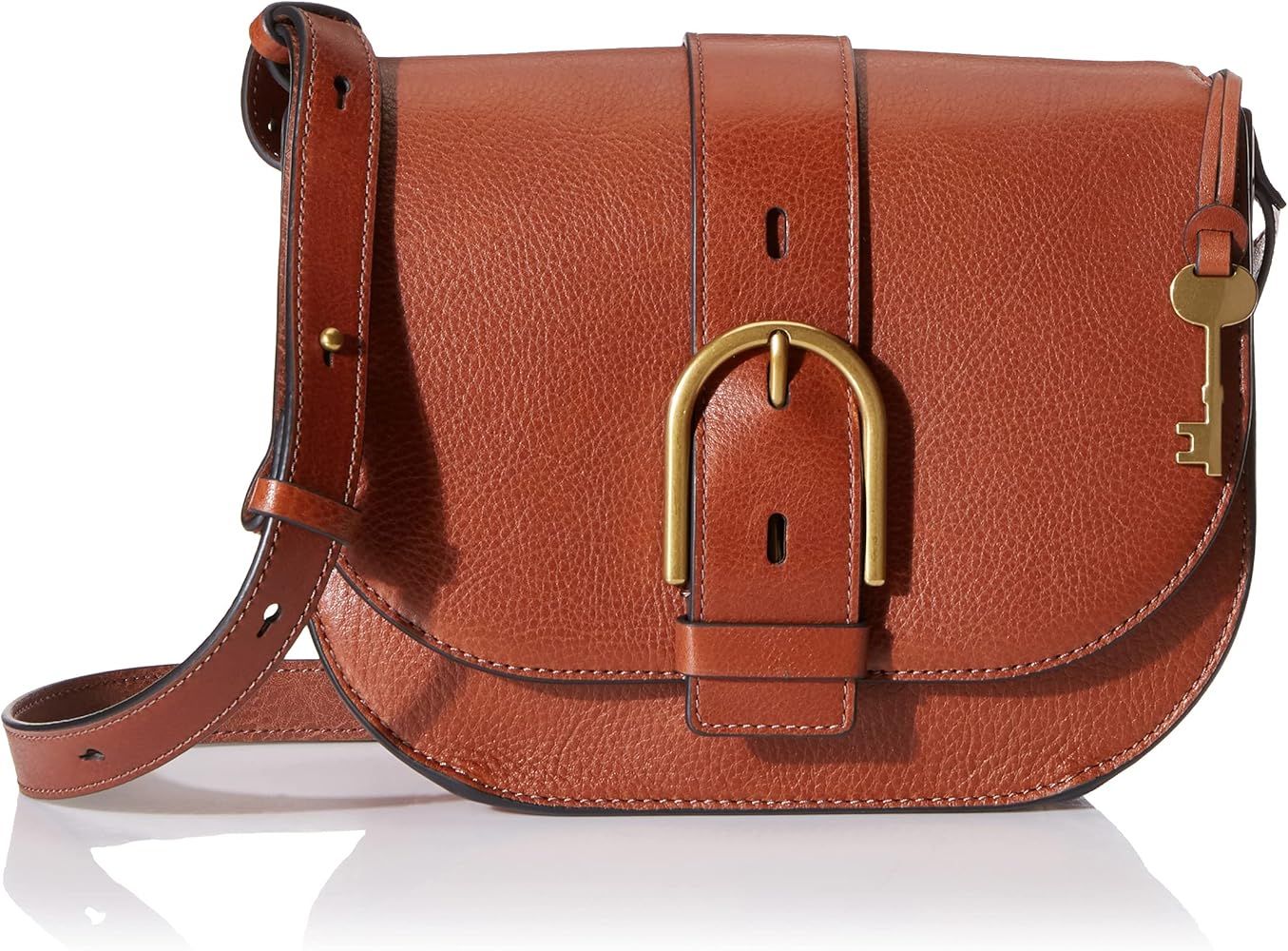 Fossil Women's Wiley Leather Saddle Bag Crossbody Purse Handbag | Amazon (US)