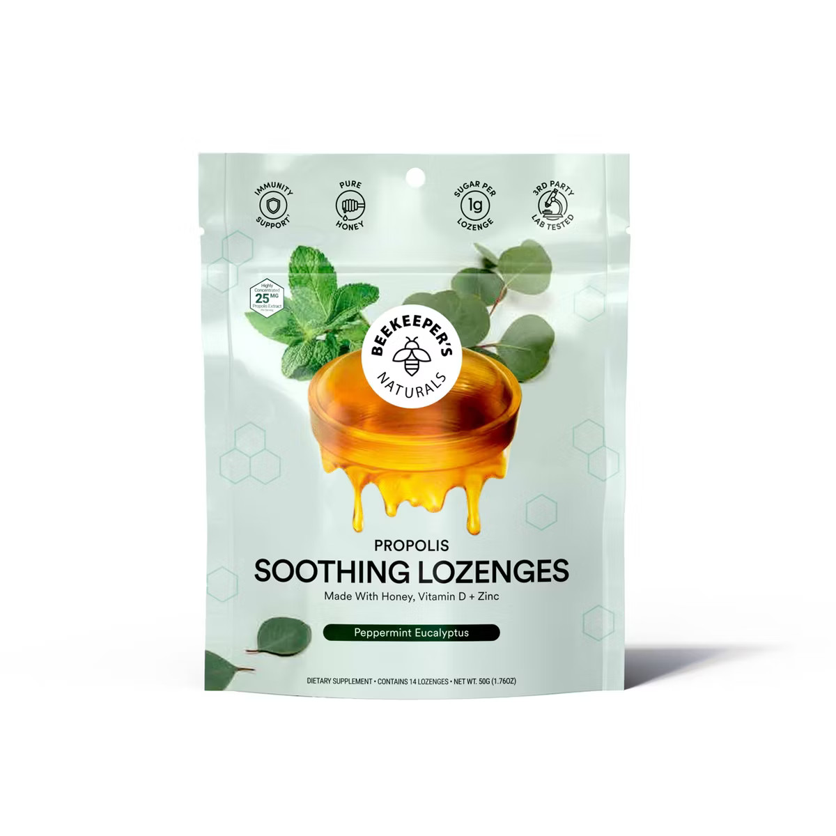Beekeepers Naturals Propolis Soothing Lozenges - Peppermint Eucalyptus - 14ct | Target
