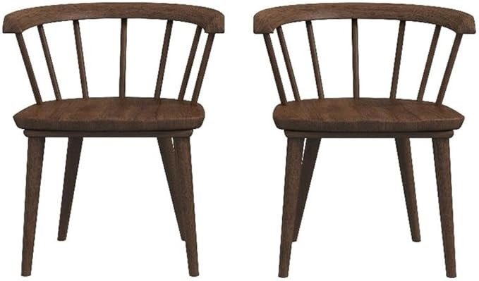 Pemberly Row 27" H Mid-Century Solid Wood Dining Chair in Mahogany (Set of 2) | Amazon (US)