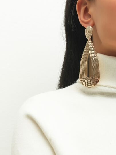 Textured Metal Geometric Drop Earrings | SHEIN