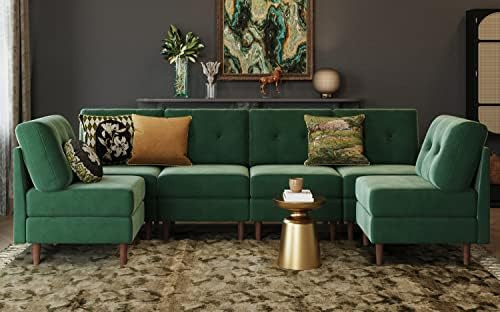 LINSY HOME Modular Sectional Sofa, Velvet Sectional Sofa Couch with Memory Foam, U Shape 6 Seat M... | Amazon (US)