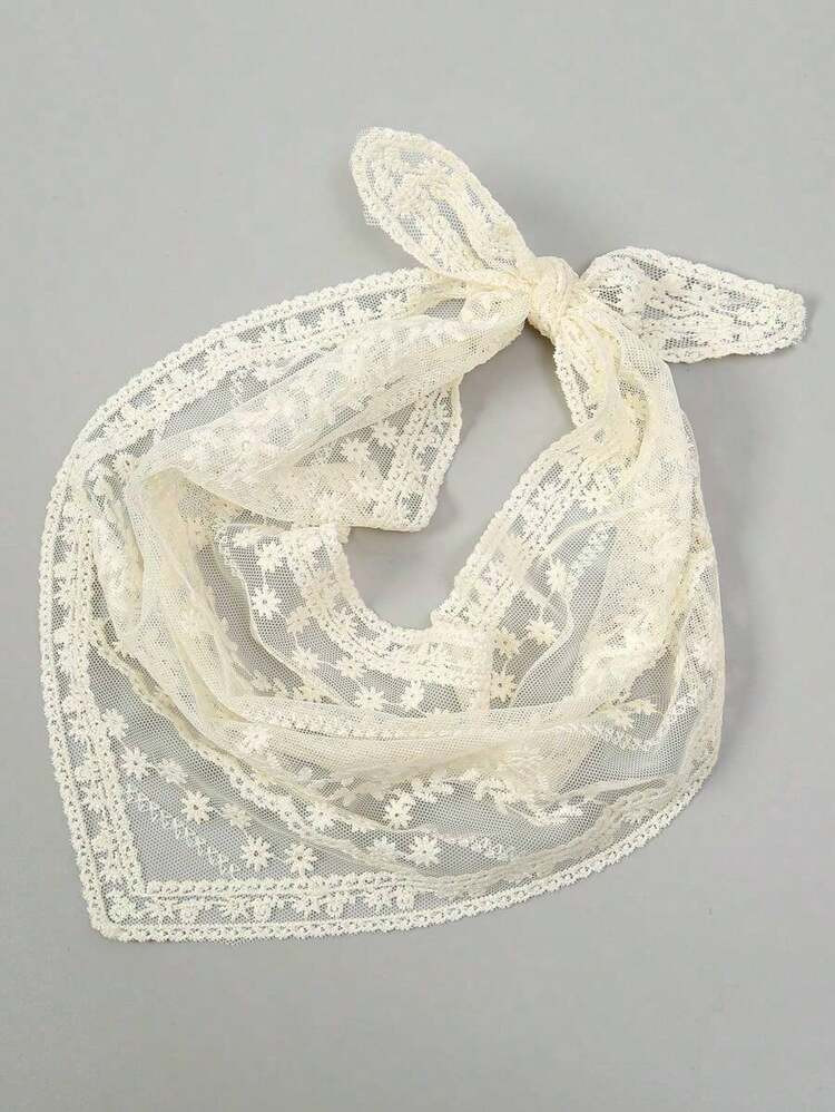 1pc Lace Floral Trim Scarf, Handkerchief, Pocket Square, Decorative Hair Band Bandana,Hair Band,Head Band Ideal For Dressing Up Your Look Valentine's Day Valentines | SHEIN