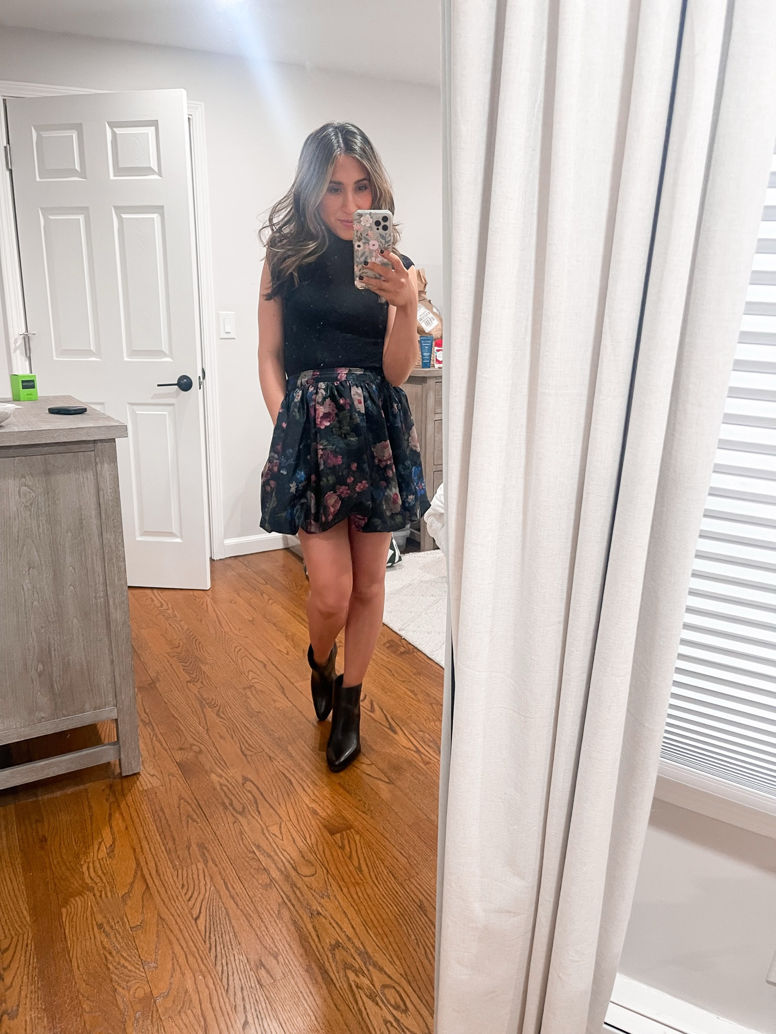 Anthro outfit, bubble skirt, lace top, black leather booties

#LTKParties #LTKSaleAlert #LTKPetite