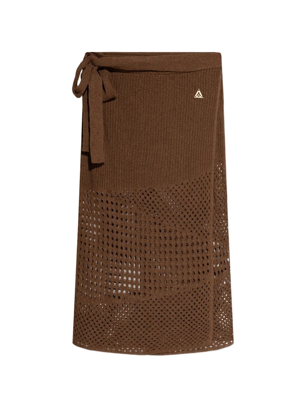 Akep side-tie open-knit midi skirt - Brown | Farfetch Global