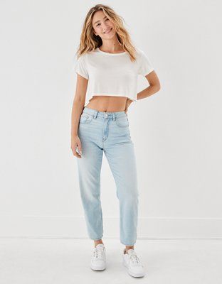 AE Stretch Mom Straight Jean | American Eagle Outfitters (US & CA)