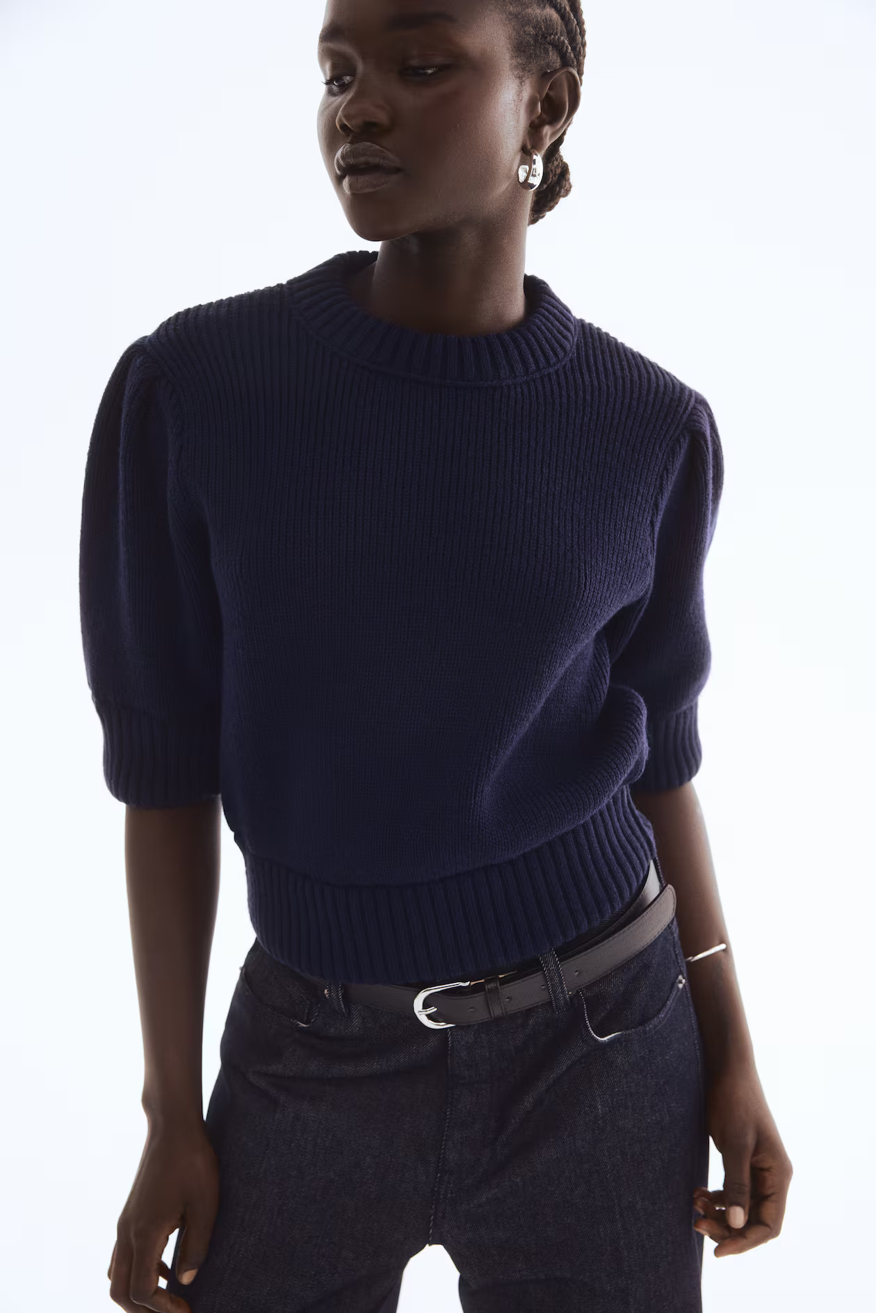Rib-Knit Top - Navy blue | H&M US | H&M (US + CA)