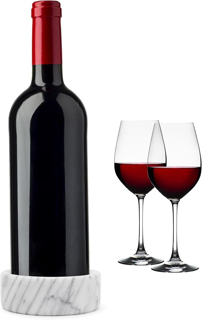 Fox Run 48758 White Marble Wine Bottle and Glass Stand, 5 x 5 x 2 inches | Amazon (US)