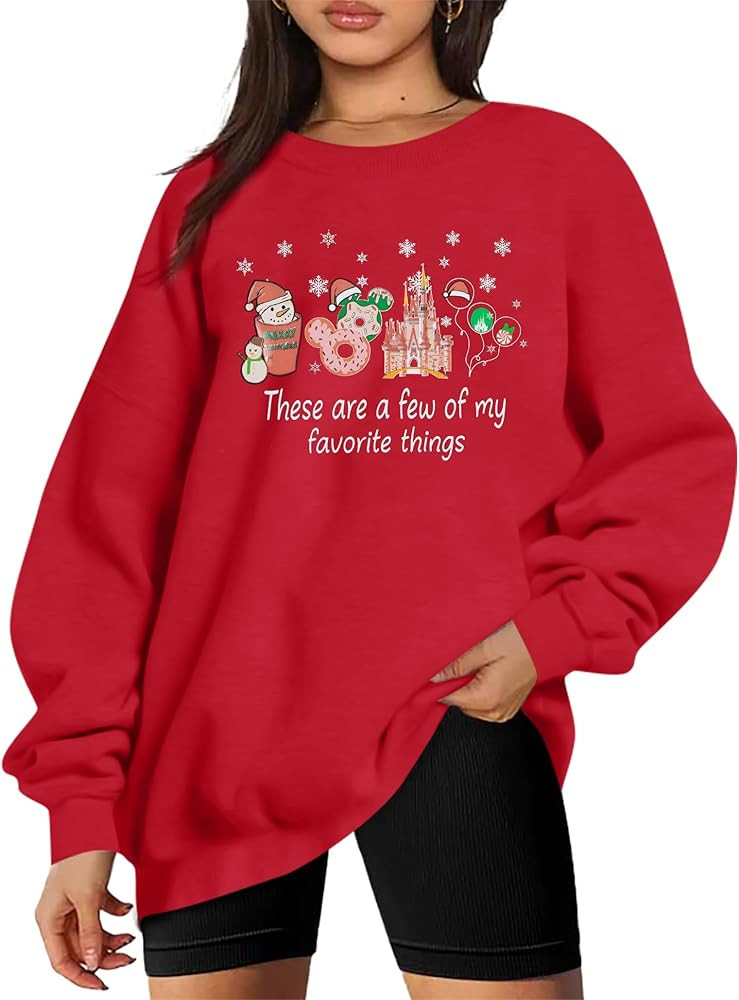 MYHALF Christmas Sweatshirt Women Xmas Shirts: Oversized Merry Christmas Crewneck Sweater Funny M... | Amazon (US)