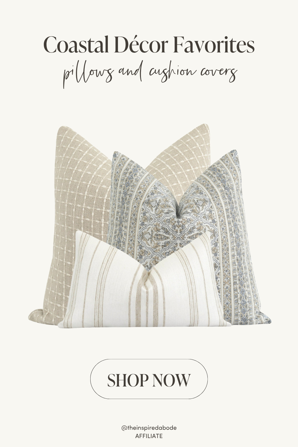 Elevate your coastal living room with this layered coastal pillow combo. Featuring soft blues and textured neutrals, these pillows add depth and comfort to your space. Perfect for layering on sofas or accent chairs to achieve that relaxed, beach-inspired look. 

 #LTKSummerEdit #LTKSeasonal #LTKHome