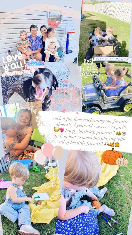 such a fun time celebrating our favorite (almost!!) 4 year old - sweet Ava girl!! 🥳💖 happy birthday, princess!! 👑🎂 Judson had so much fun playing with all of his little friends!! 🫶🏽🥰🎃