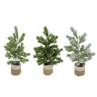 Assorted 16" Unlit Artificial Christmas Tree with Potted White & Burlap by Ashland® | Michaels Stores