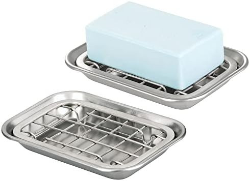 iDesign Gia Polished Stainless Steel 2-Piece Soap and Sponge Tray - 1.25" x 4.13" x 10.38" | Amazon (US)