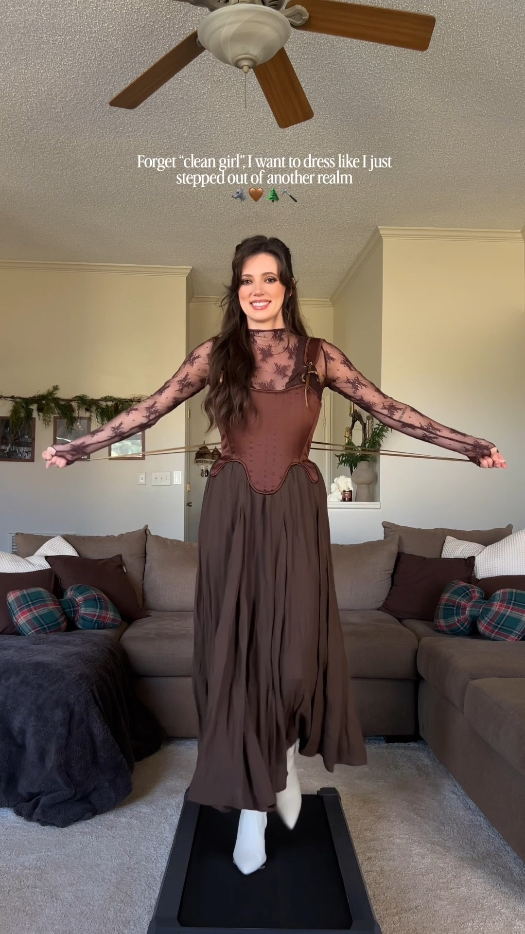 I came from the arctic realm ❄️ 🐺 🌲 

Wearing shades mochacinno and evening creme in the lace tops 

#LTKootd #LTKSeasonal