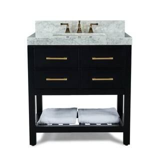 Ancerre Designs Elizabeth 36 in. W x 22 in. D Vanity in Black Onyx with Marble Vanity Top in Carr... | The Home Depot
