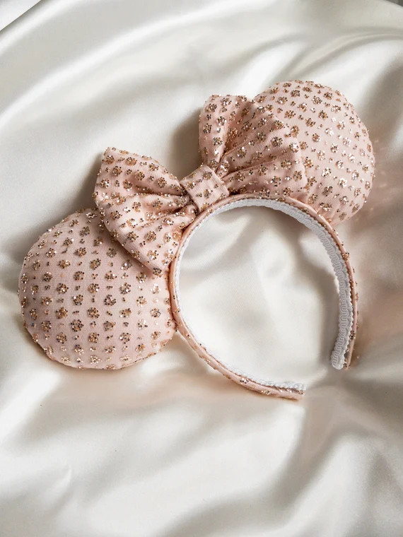 Rose gold glitter mouse ears, spring minnie ears, minnie mouse ears, mickey ears, glitter pink mi... | Etsy (US)