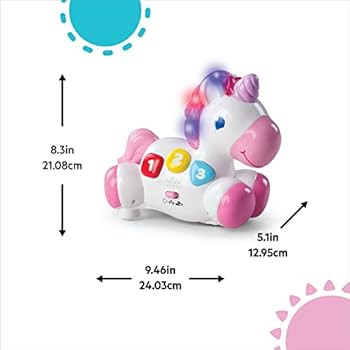 Bright Starts Rock & Glow Unicorn Crawling Baby Toy with Lights and Melodies, Age 6 months +, Pink | Amazon (US)