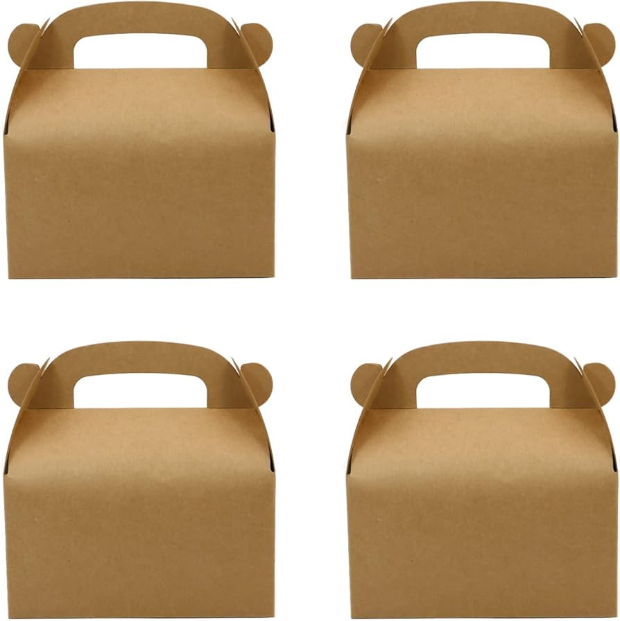 Oletx 24-Pack Brown Party Favor Treat Boxes, Goodie Boxes, Gable Paper Gift Boxes with Handles. P... | Amazon (US)