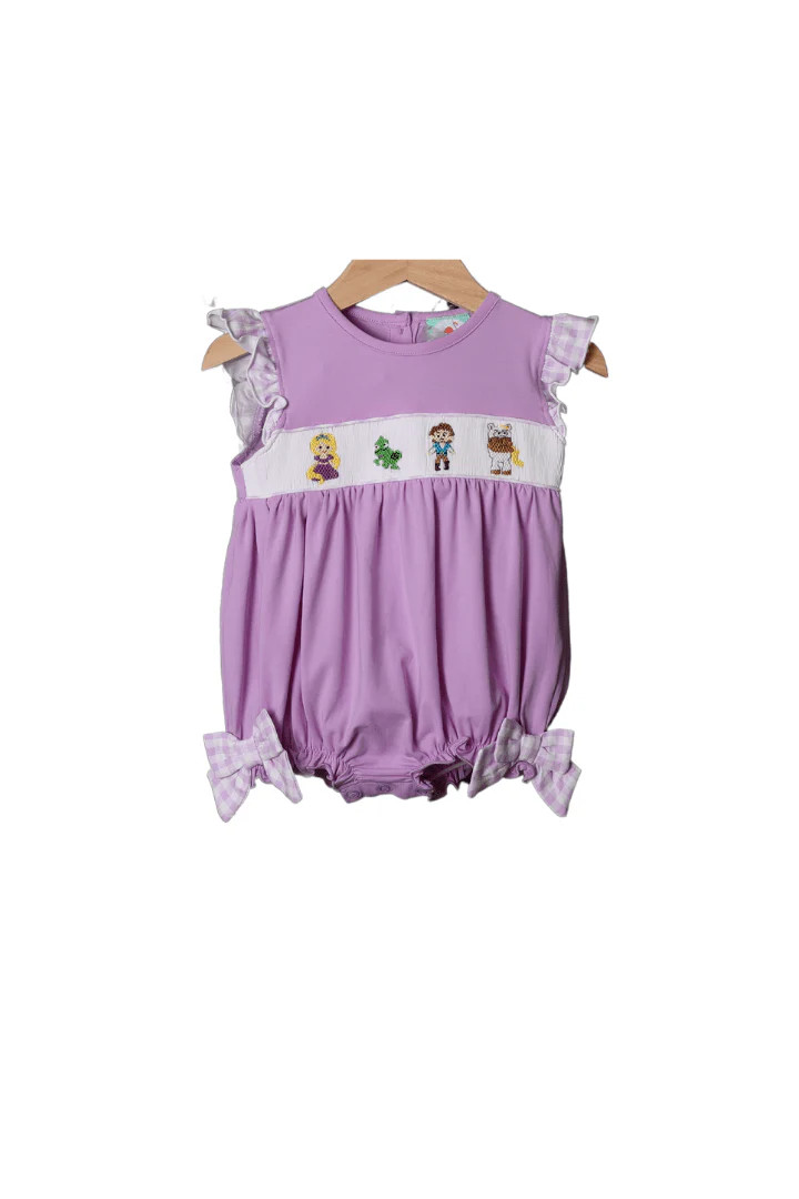 Smocked Purple Princess Gingham Bubble | The Smocked Flamingo