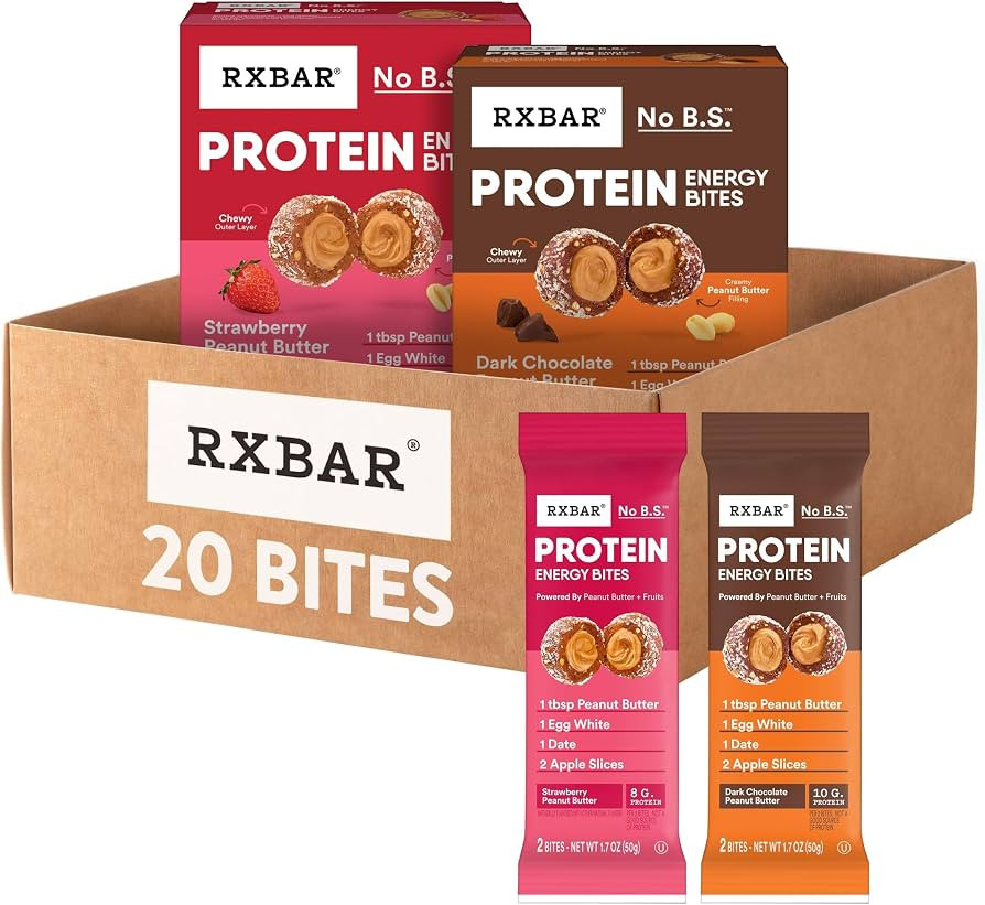 RXBAR Protein Energy Bites, Gluten Free Energy Snacks, Protein Snacks, Variety Pack (20 Bites) | Amazon (US)