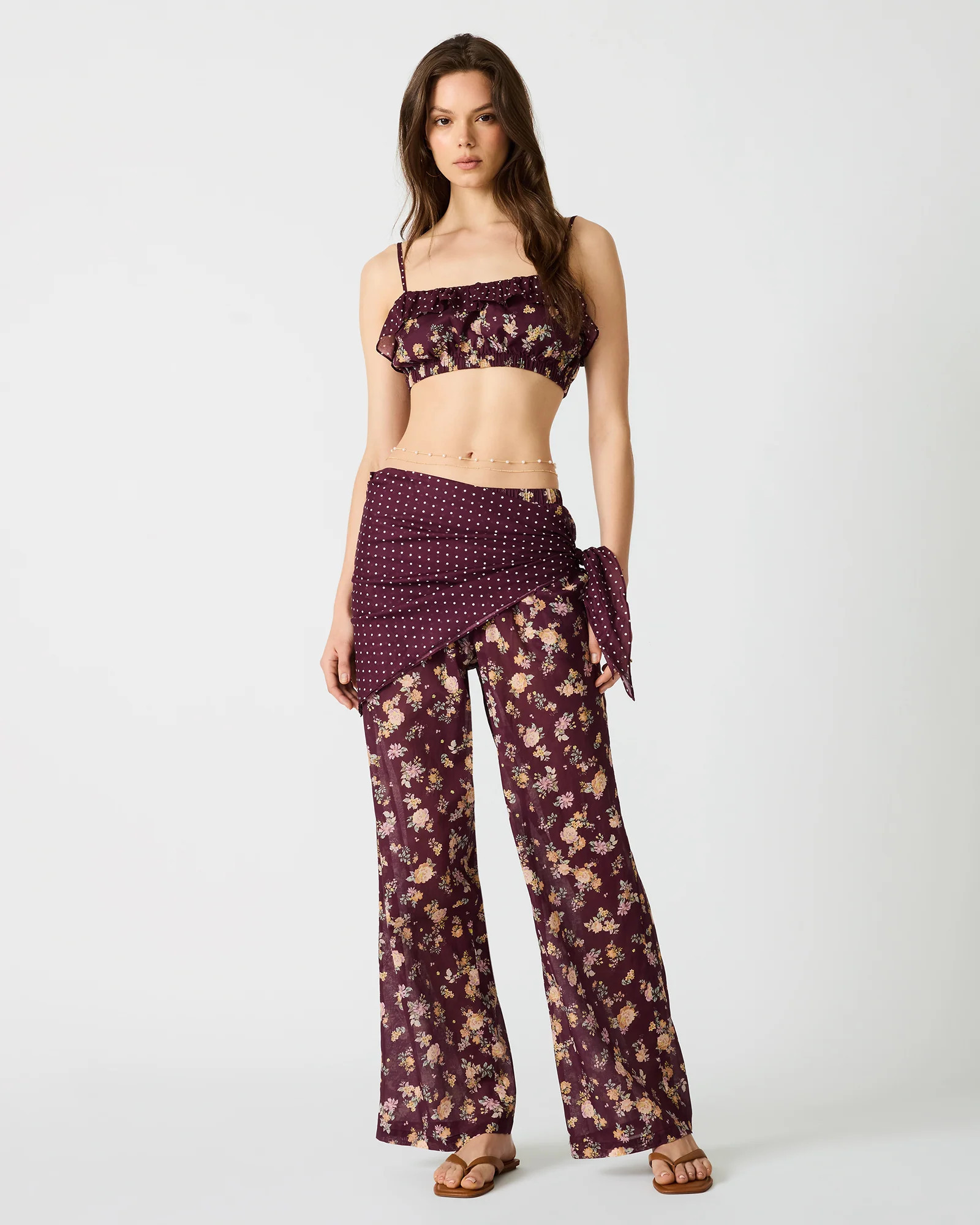 Steve Madden Women's Sonny Pant Wide Leg - Port - Size Large - Cotton | Steve Madden (US)