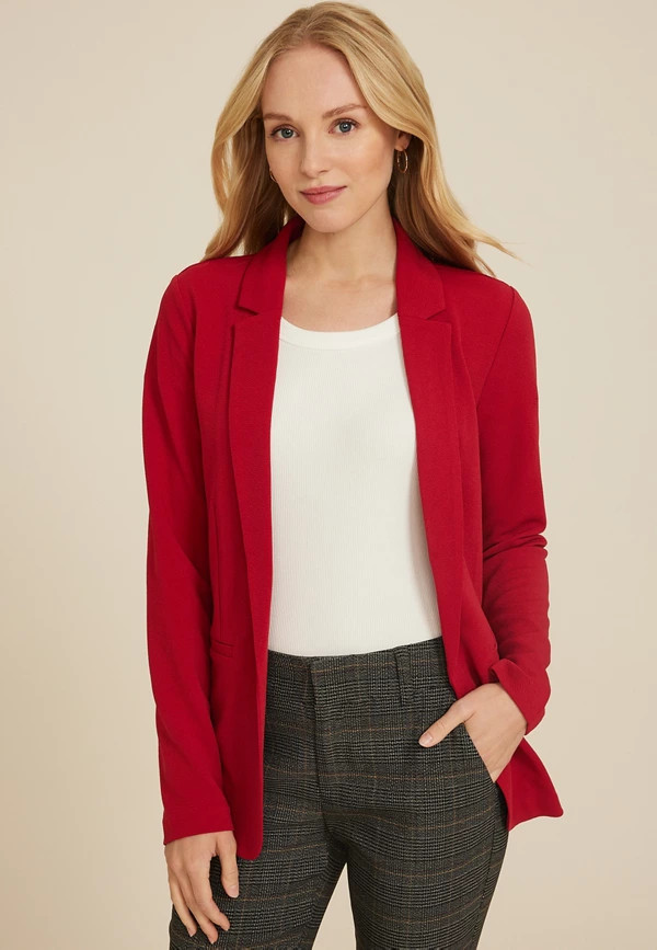 Versa Open Front Long Sleeve Blazer | Maurices