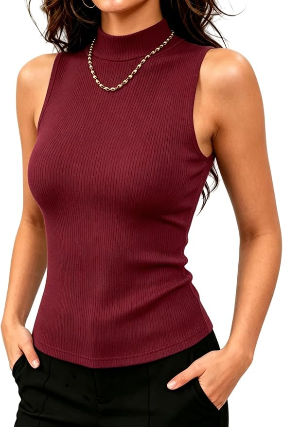 Prettywear Women Mock Neck Tank Tops Sleeveless Turtleneck Layering Shirts | Slim Fitted Basic Ca... | Amazon (US)