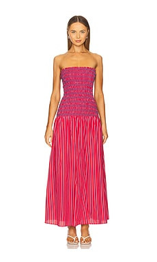 Line & Dot Claudine Smocked Dress in Red from Revolve.com | Revolve Clothing (Global)