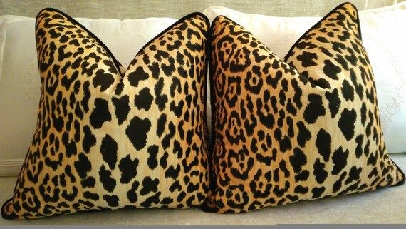 Leopard Animal Velvet Pillow Cover Braemore Jamil Knife Edge or Piping  16 x16 18x18 20x20 22x22 ... | Etsy (US)