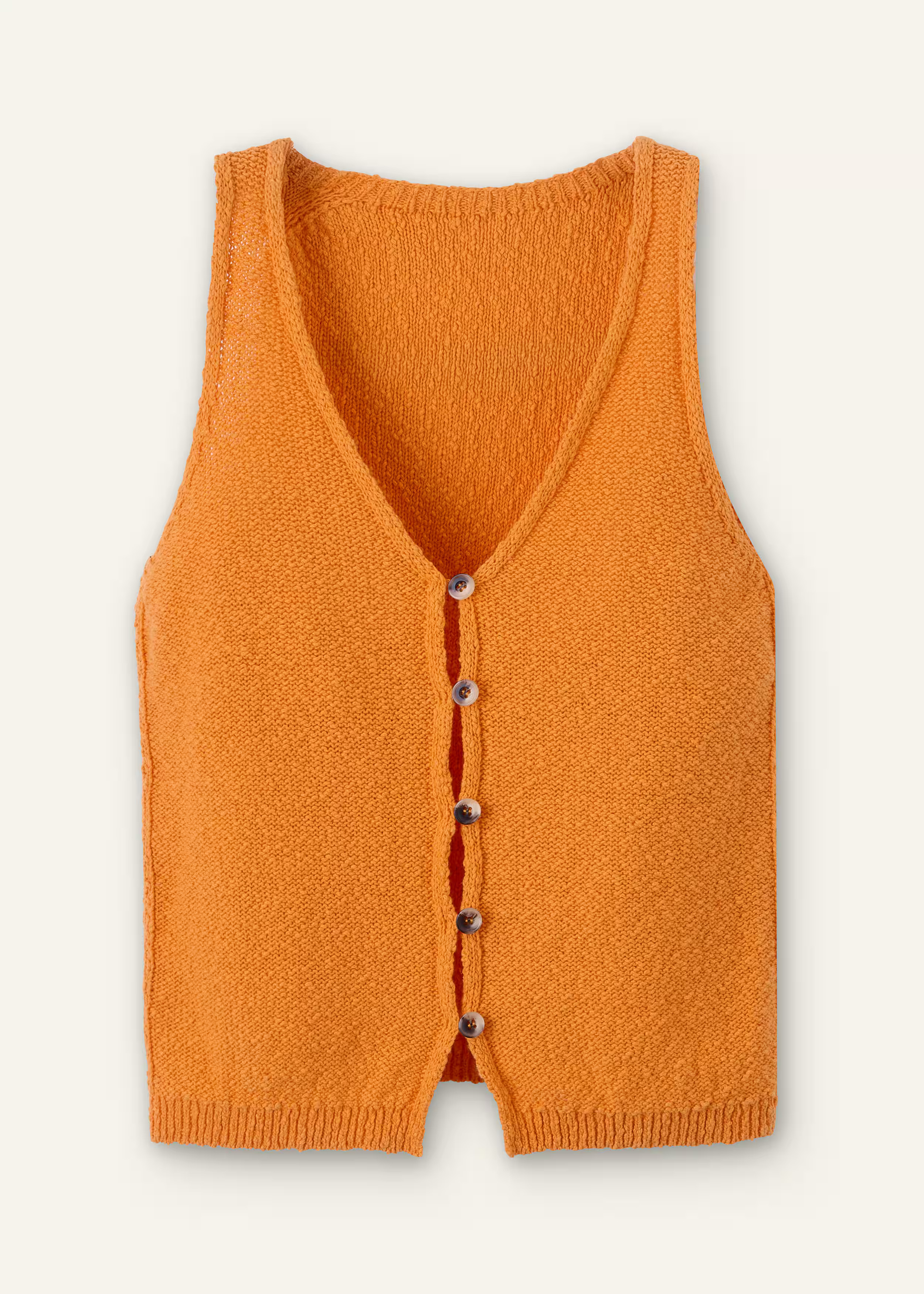 Women's Orange Bouclé Buttoned Vest | ME+EM | ME+EM Global (Excluding US)