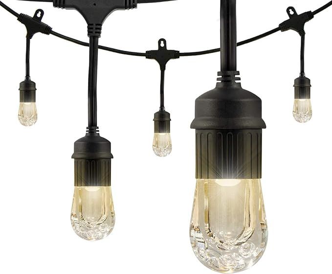 Enbrighten Classic LED Cafe String Lights, Black, 24 Foot Length, 12 Impact Resistant Lifetime Bu... | Amazon (US)