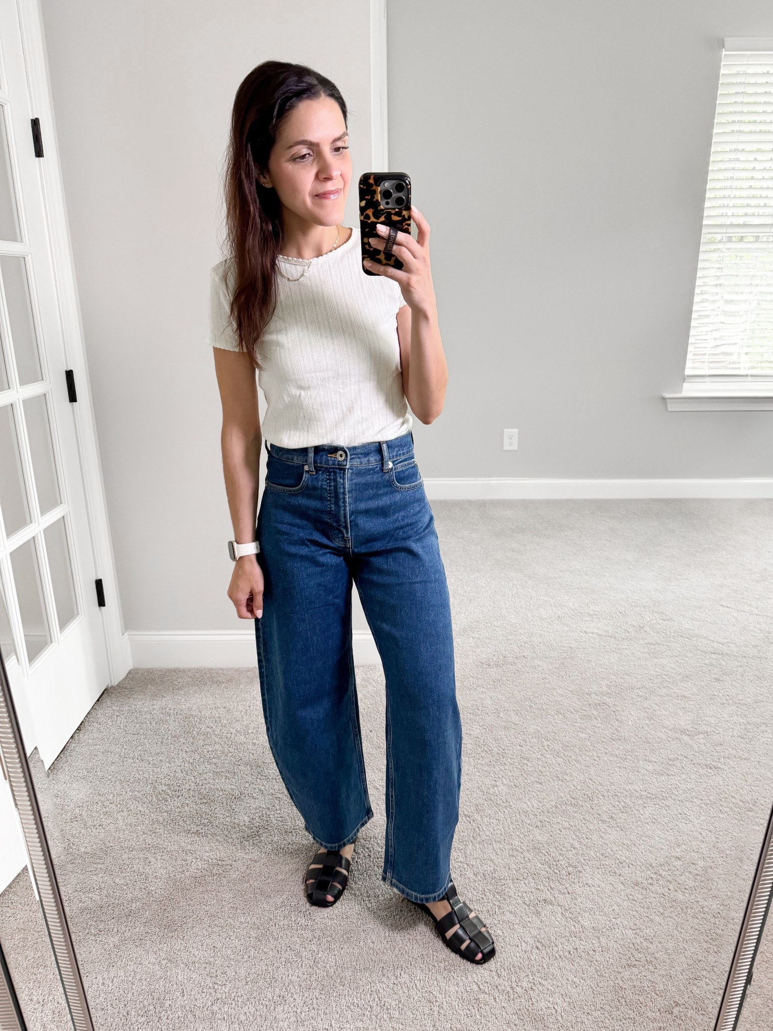 What I wore —
Pointelle tee: J.Crew, XS
Barrel Jean: Everlane, 25
Fisherman sandals: Everlane, tts 

#LTKStyleTip