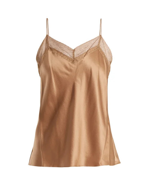 Lace-trimmed V-neck silk cami top | Vince | Matches (US)