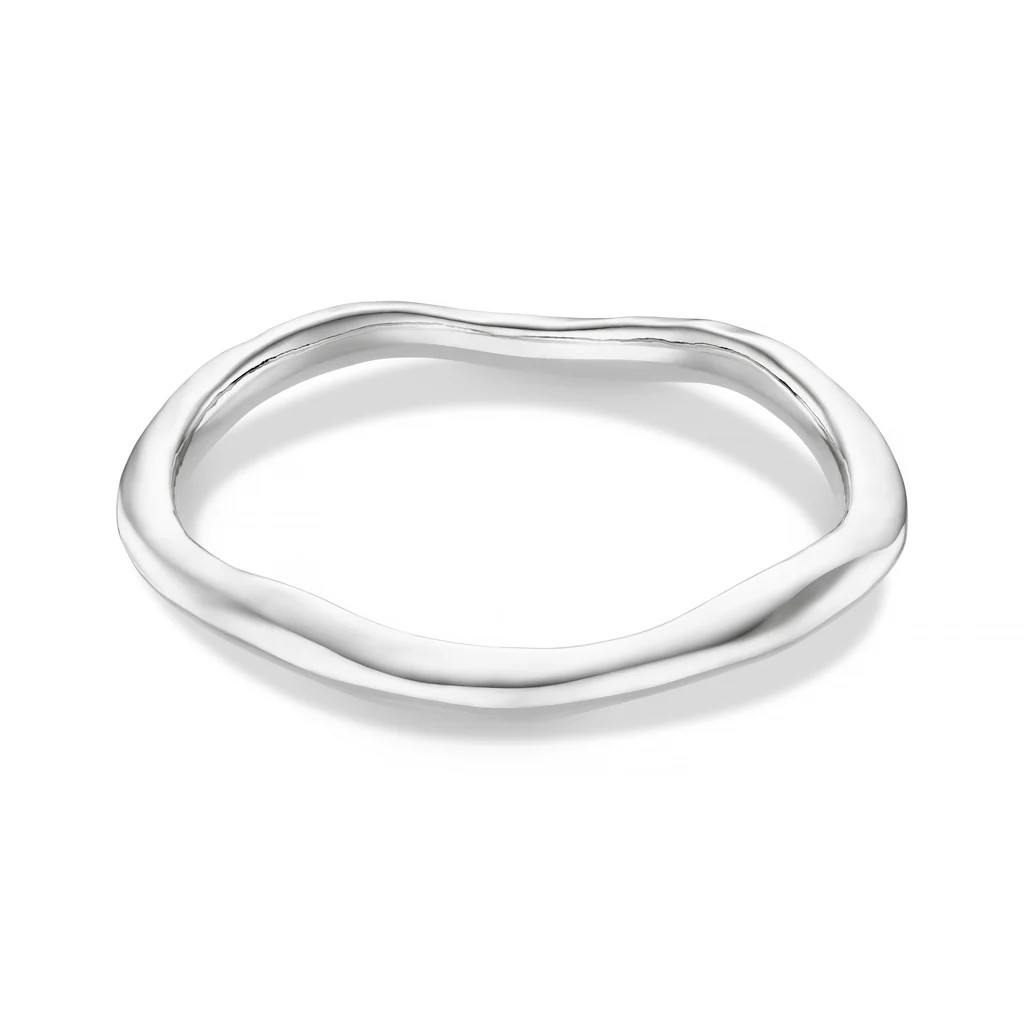 Polished Hammered Bangle - Silver | Orelia