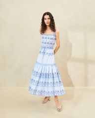 Shireen Blue Stripe Broderie Skirt | Loeffler Randall