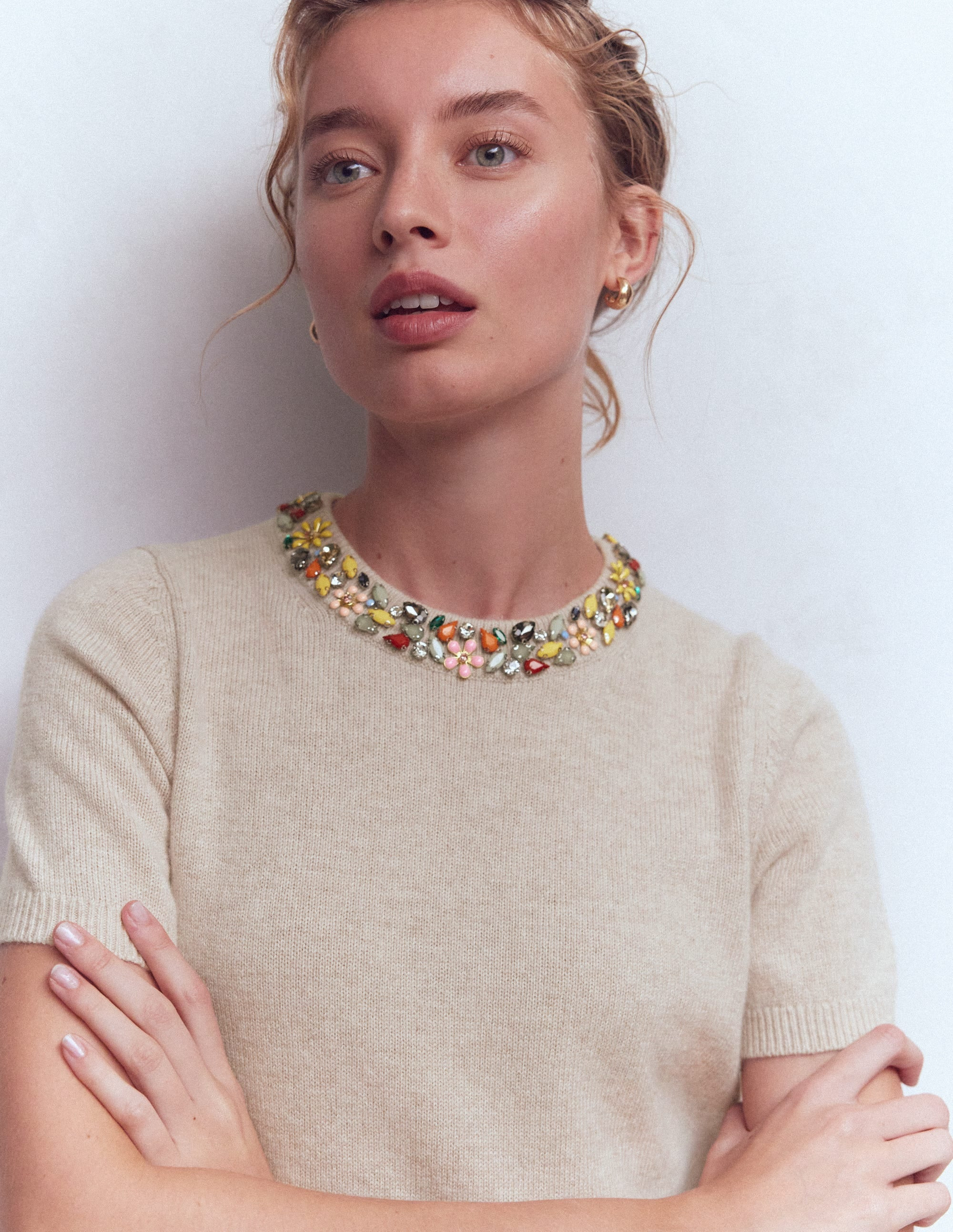 Embellished T-Shirt-Chinchilla Melange | Boden (US)