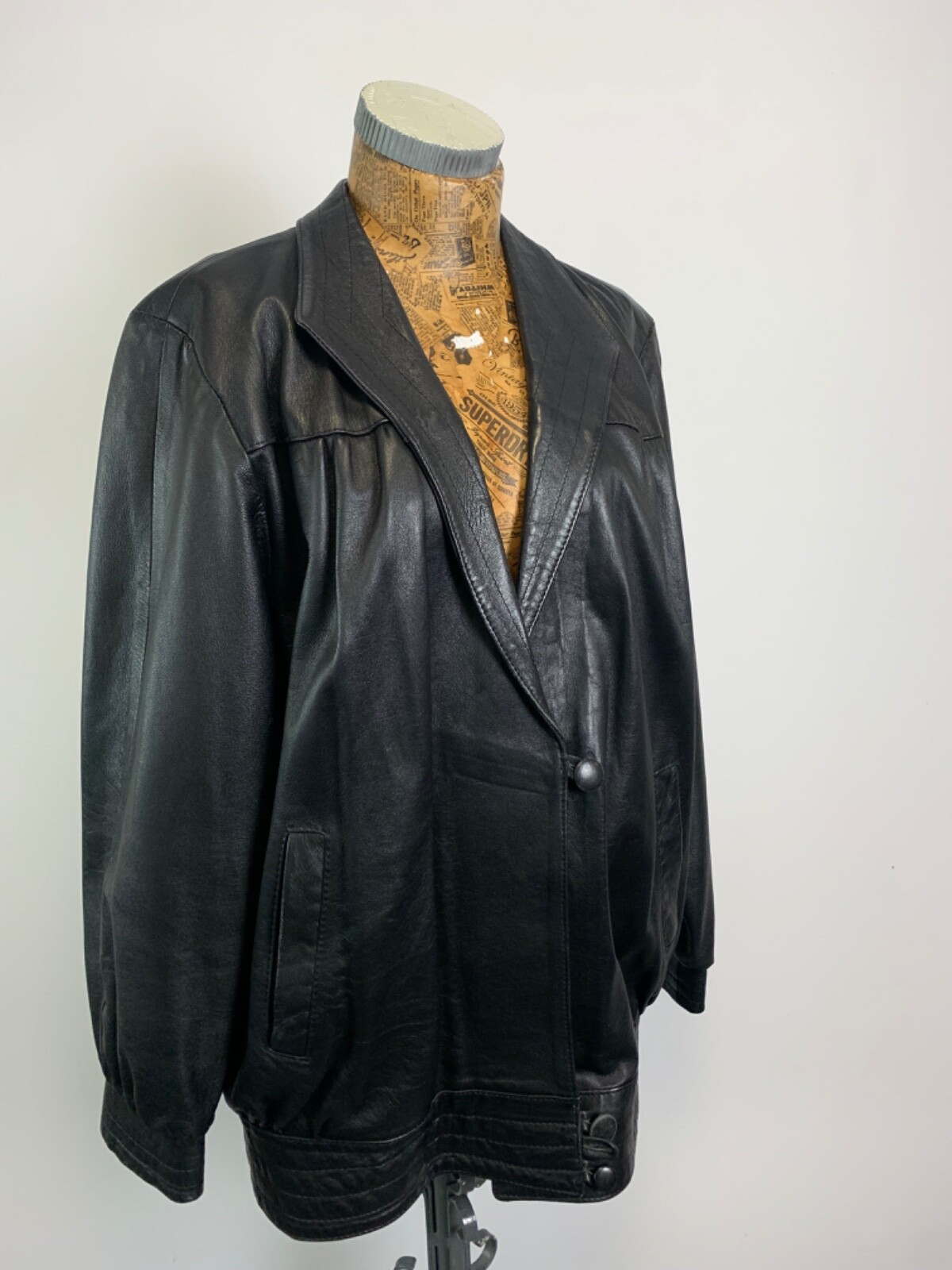 HYDE COAT JACKET 14 BLACK Genuine Leather Button Retro Vintage 80’s 90‘s Diana  | eBay | eBay UK