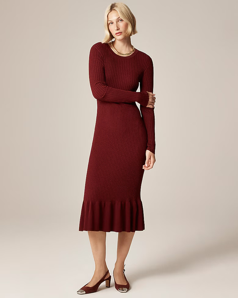Super-stretch ruffle sweater-dress | J. Crew US
