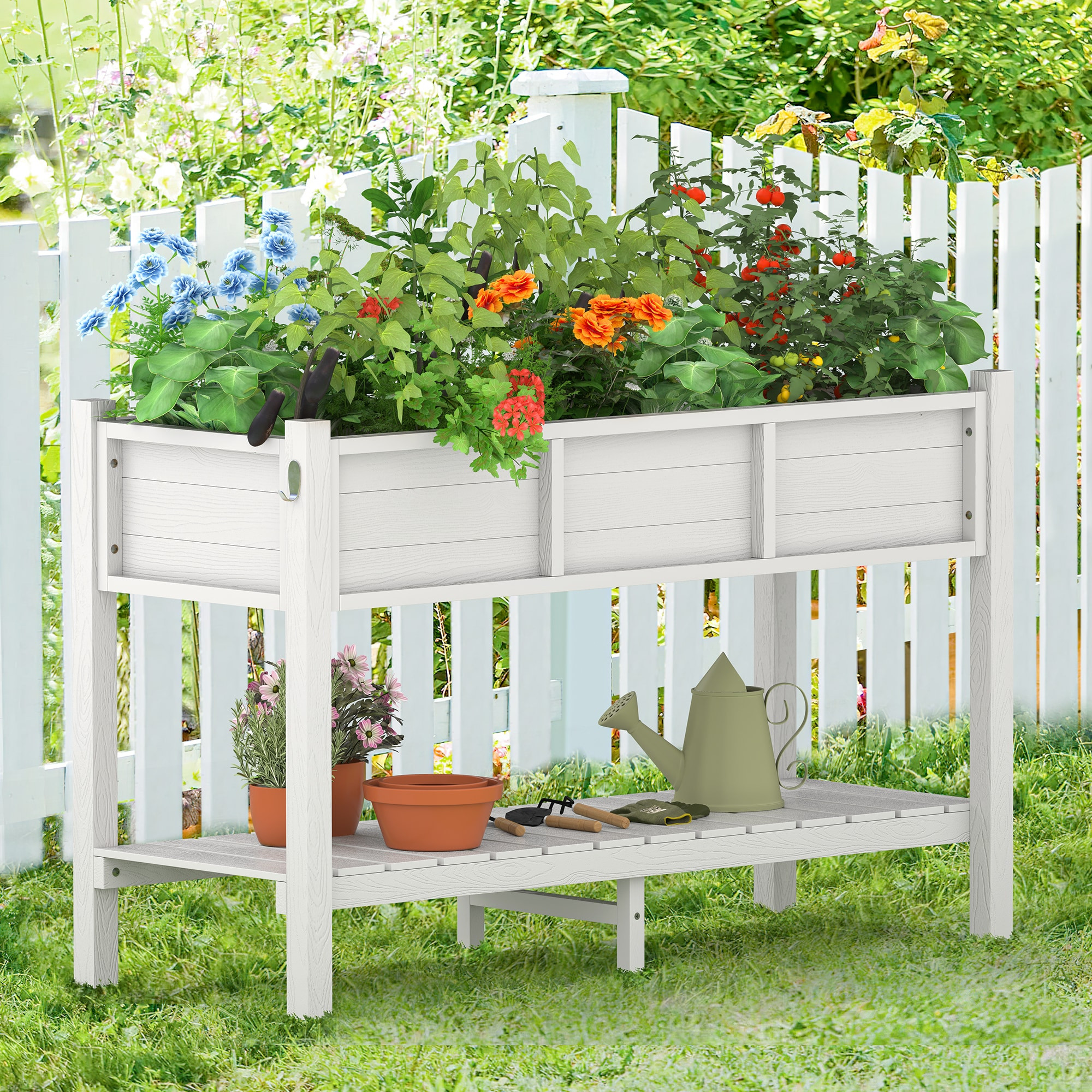 LUE BONA 2.4-cu ft 17.7-in W x 46.5-in L x 28.7-in H Elevated White Plastic Raised Garden Bed Large | TX-001-01LS | Lowe's