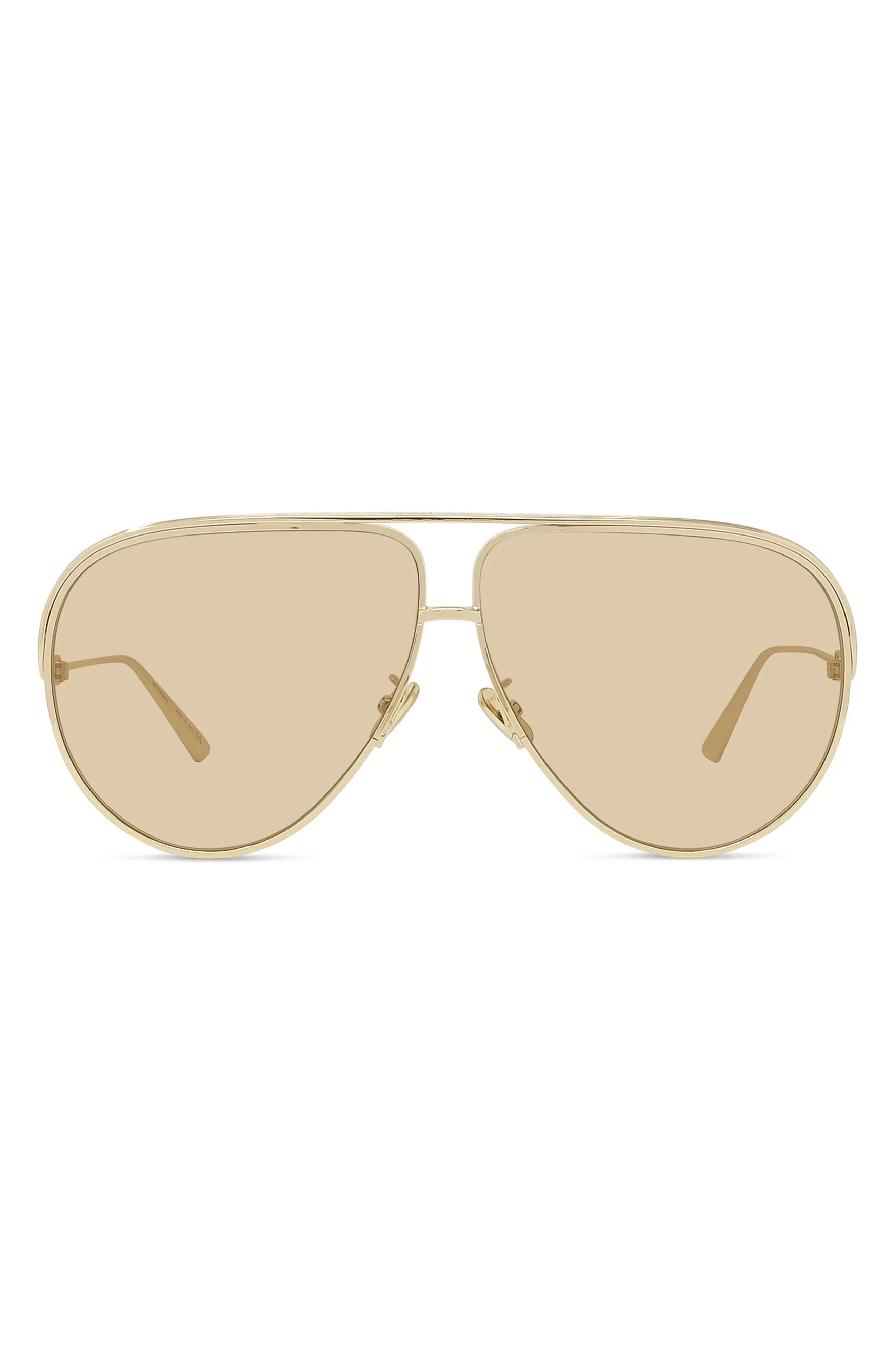 Women's Dior Everdior 65mm Oversize Aviator Sunglasses - Gold/ Rose | Nordstrom