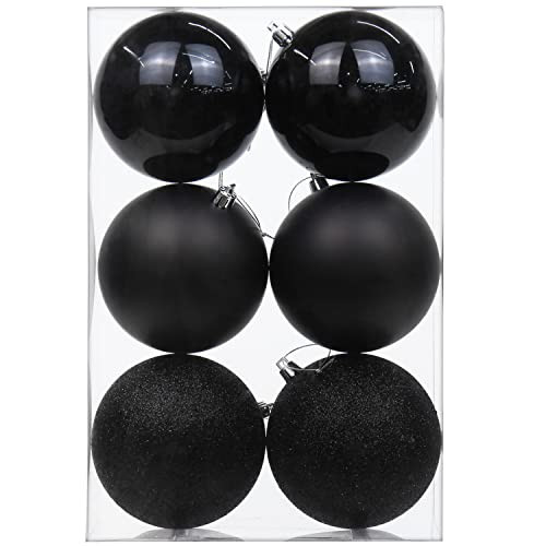 3.94" Large Christmas Balls Shatterproof Black Christmas Ornaments 6 Pcs Big Black Ornaments for Xmas Tree Holiday Wedding Party Decorations | Amazon (US)