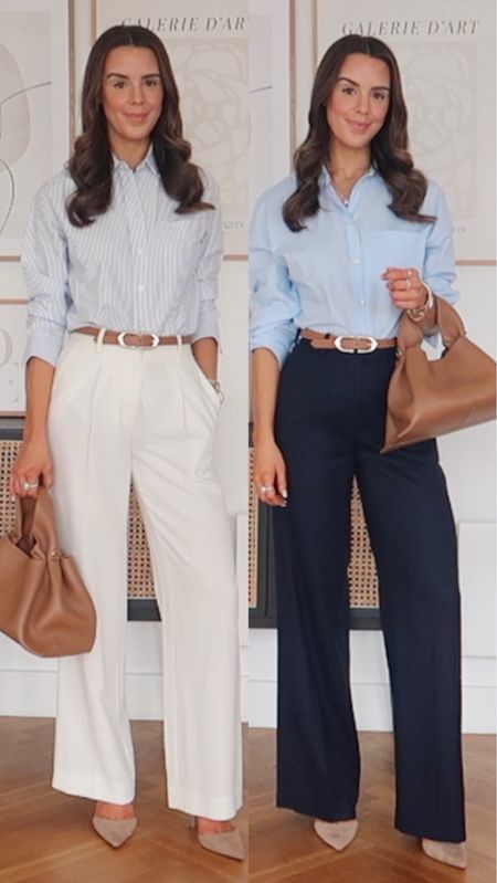 Workwear looks 💘

Wearing size 6 in both trousers
Wearing size 4 in the everlane shirt
Exact blue shirt is old Zara (linked similar!)
Exact bag is @polene_paris 

#LTKworkwear #LTKSeasonal #LTKstyletip