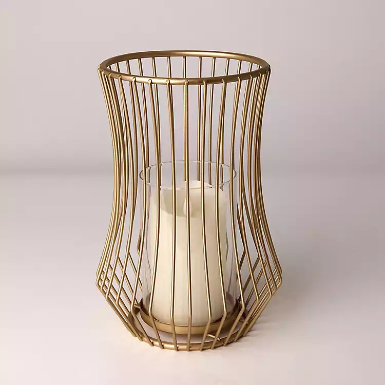 Gold Cage Hurricane Lantern, 10 in. | Kirklands Home | Kirklands