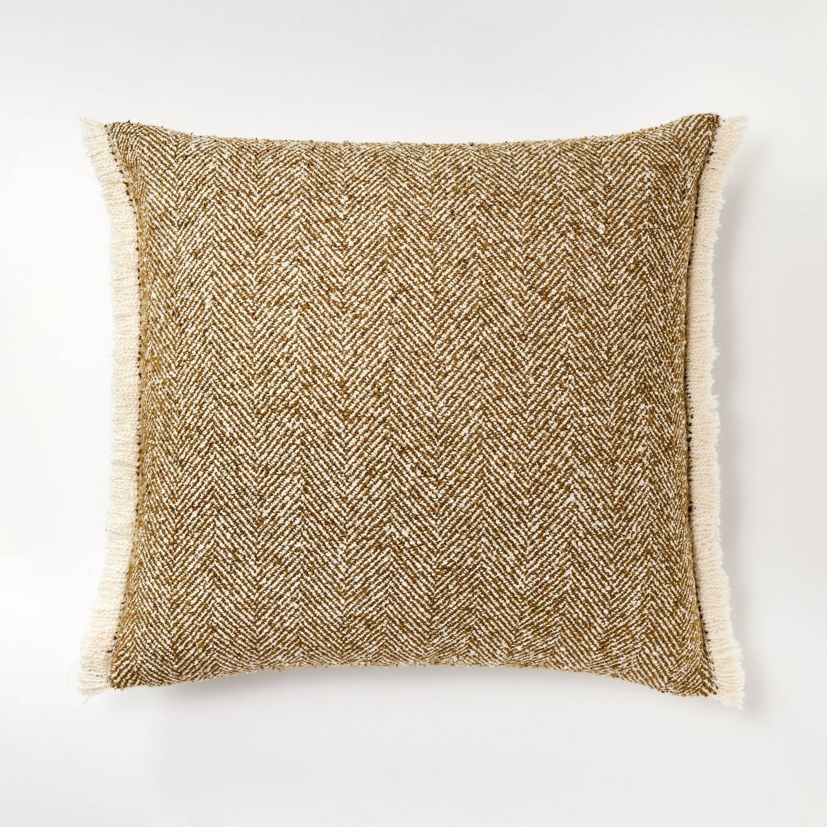 Oversized Herringbone with Frayed Edges Square Throw Pillow Brown/Cream - Threshold™ designed w... | Target