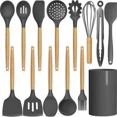 Silicone Cooking Utensils Kitchen Utensil Set - 446°F Heat Resistant Silicone Kitchen Utensils Set, Spatula,Turner Tongs, Spoon, Brush, Whisk,Kitchen | Wayfair North America