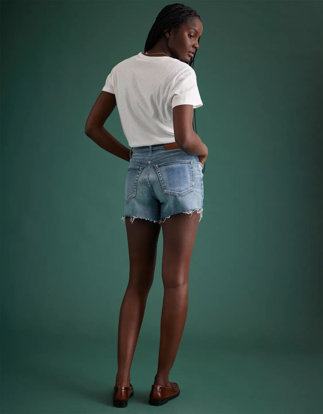 AE77 Premium High-Waisted Cut-Off Denim Short | American Eagle Outfitters (US & CA)