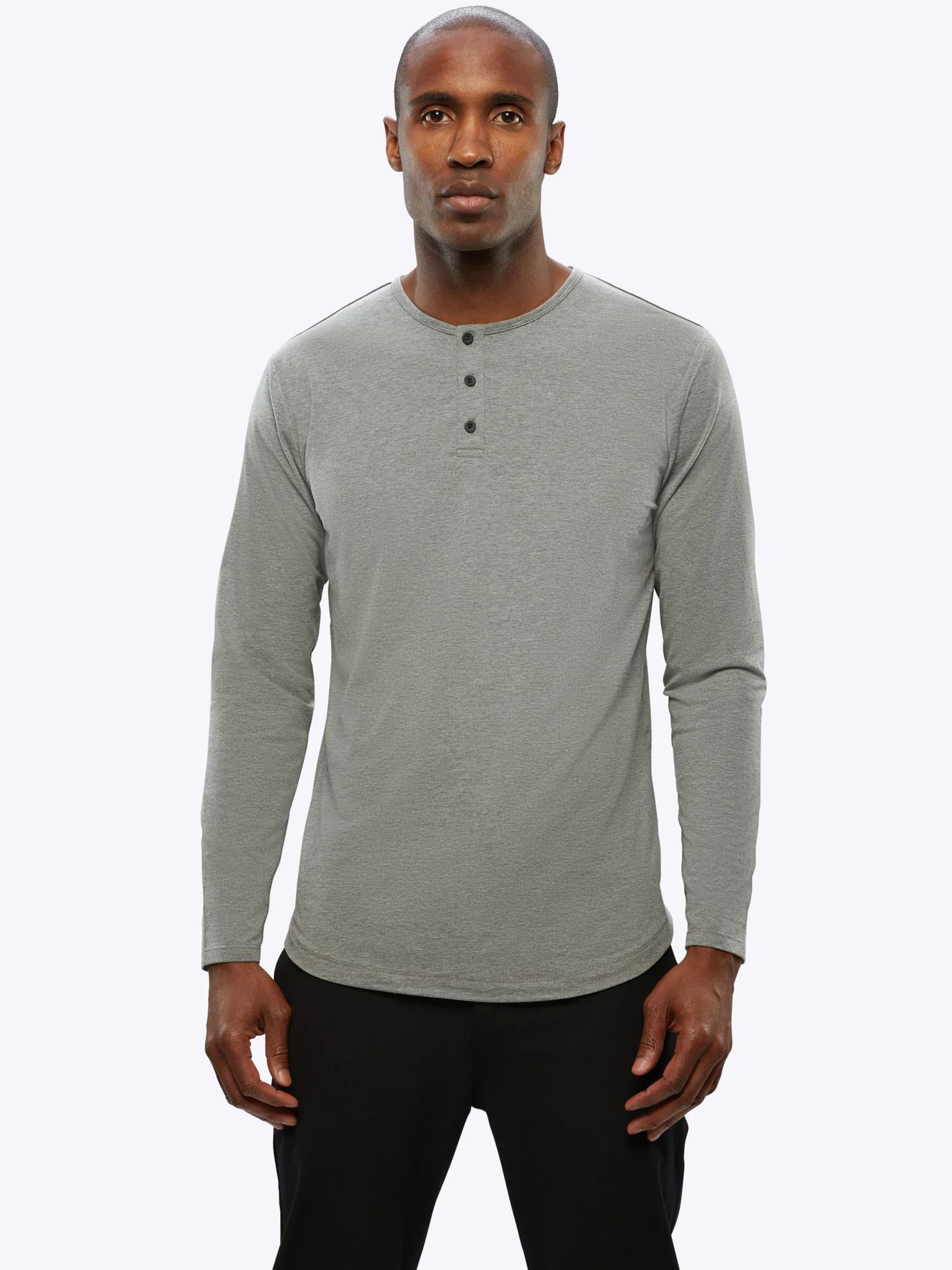 AO Long Sleeve Henley Curve-Hem | Cuts Clothing Inc.