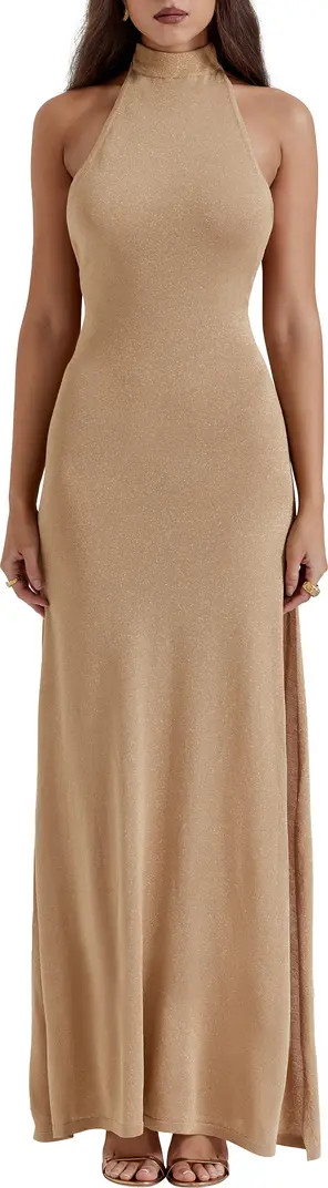 HOUSE OF CB Selia Metallic Semisheer Gown | Nordstrom | Nordstrom